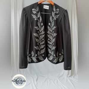 Sequin Floral Design blazer Black medium M